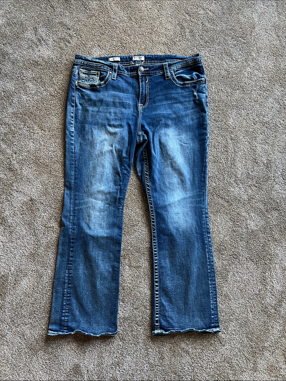 Vigoss Medium Blue Bootcut Jeans with Faded Detail